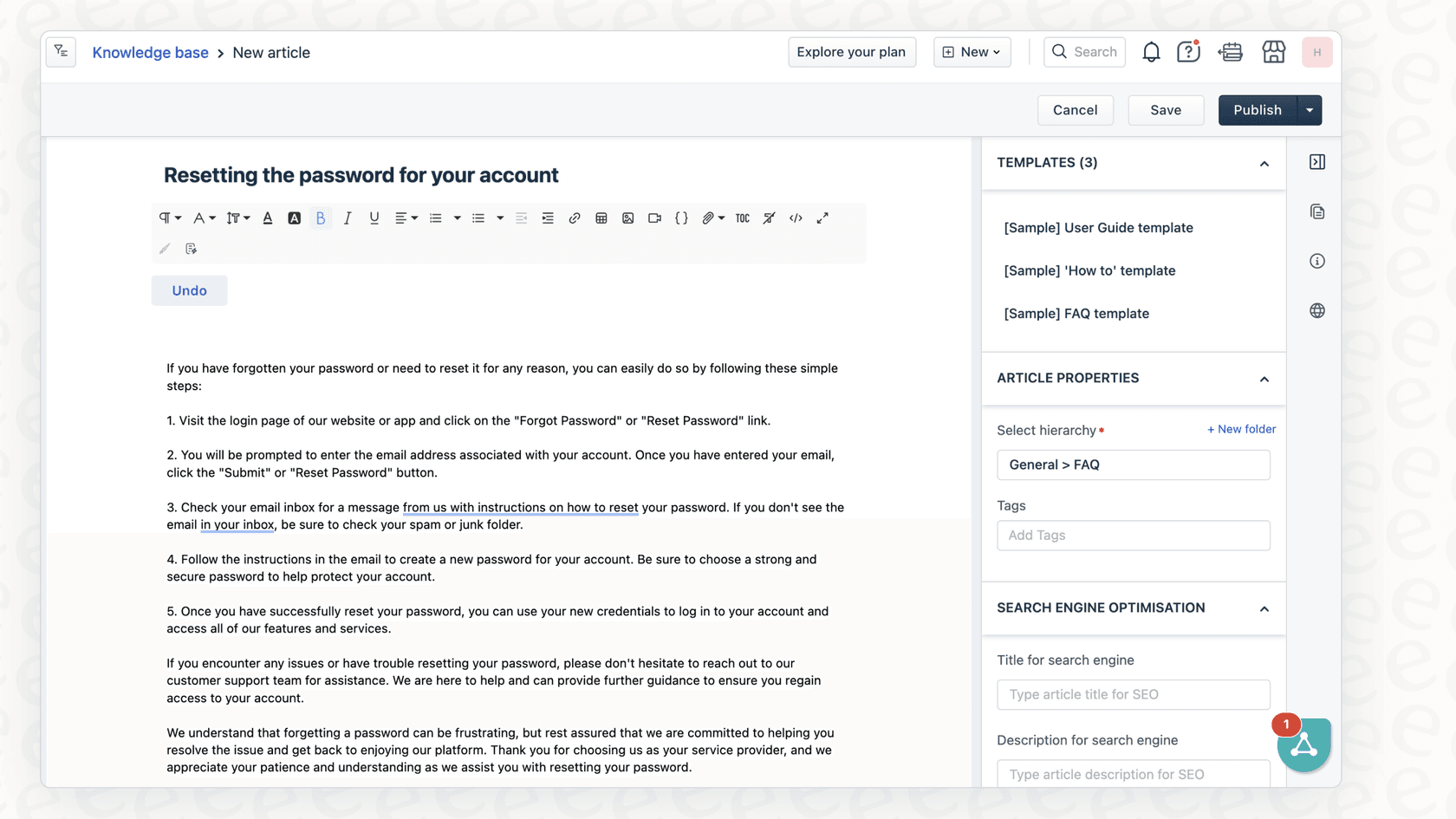 Screenshot of Freshdesk