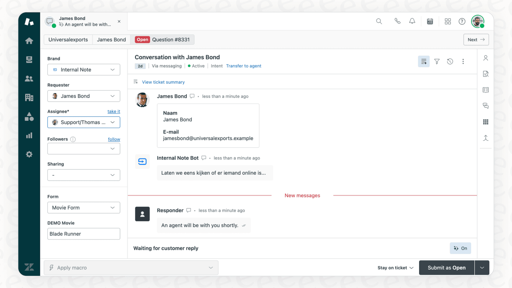 Screenshot of Zendesk AI agent escalations in the ticket view.