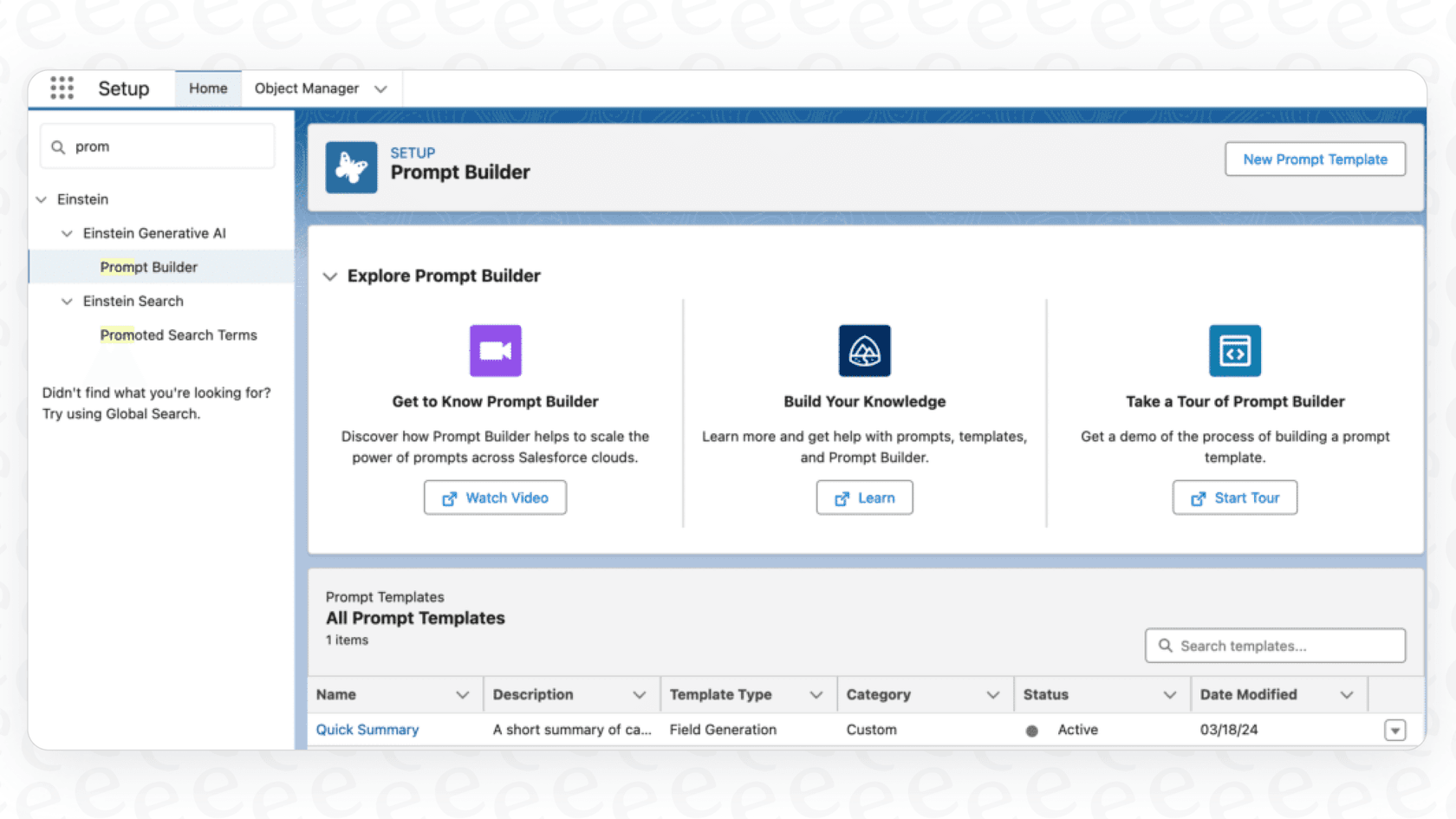 A look at the template selection screen in the Salesforce AI Prompt Builder, illustrating the various use cases for Salesforce Flex Credits.