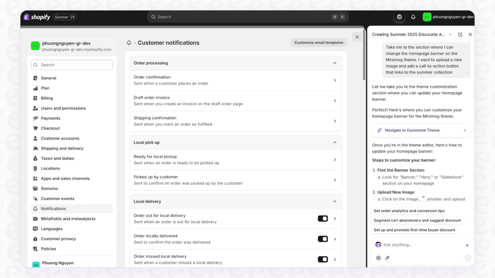 Screenshot of Shopify