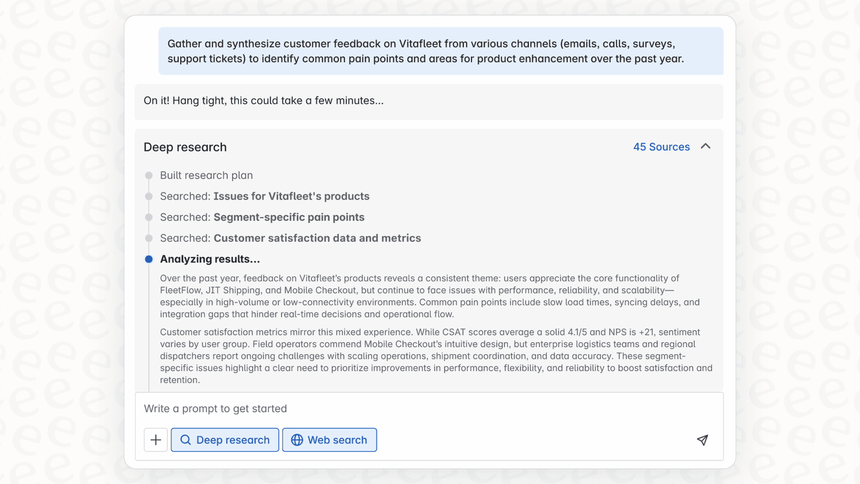 How Rovo Deep Research breaks down a query, researches in rounds, refines its search, and generates a final report.