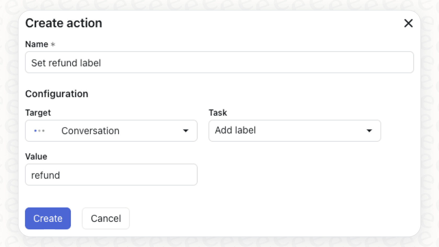 An action block interface in Zendesk advanced AI