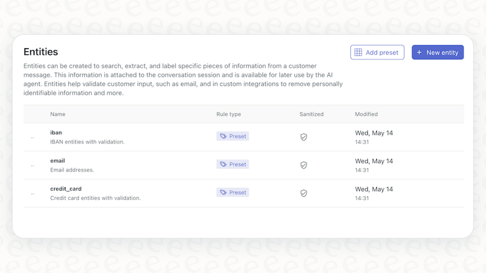 Screenshot of Zendesk Advanced AI Entity Extraction, a key feature of Zendesk entity detection.