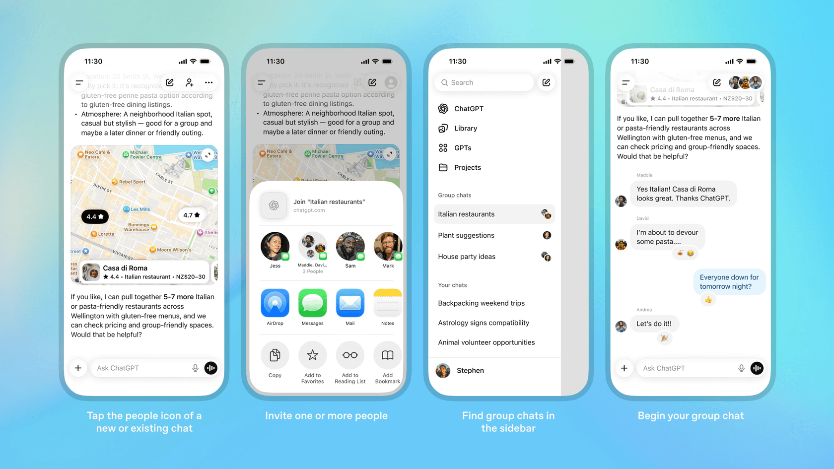 A tutorial on how to start a ChatGPT group chat by OpenAI.
