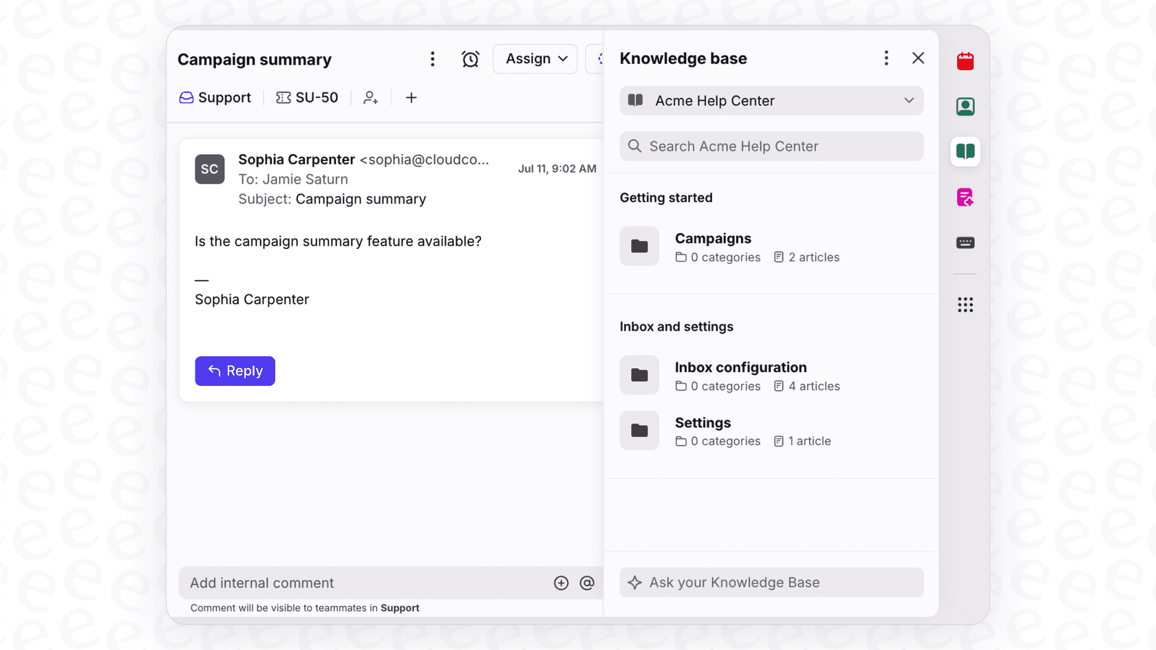 eesel AI answering questions from connected knowledge sources