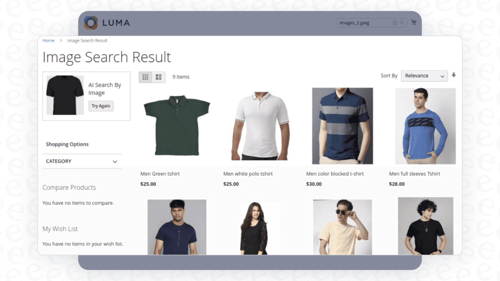 Screenshot of a Magento search bar with the Webkul extension