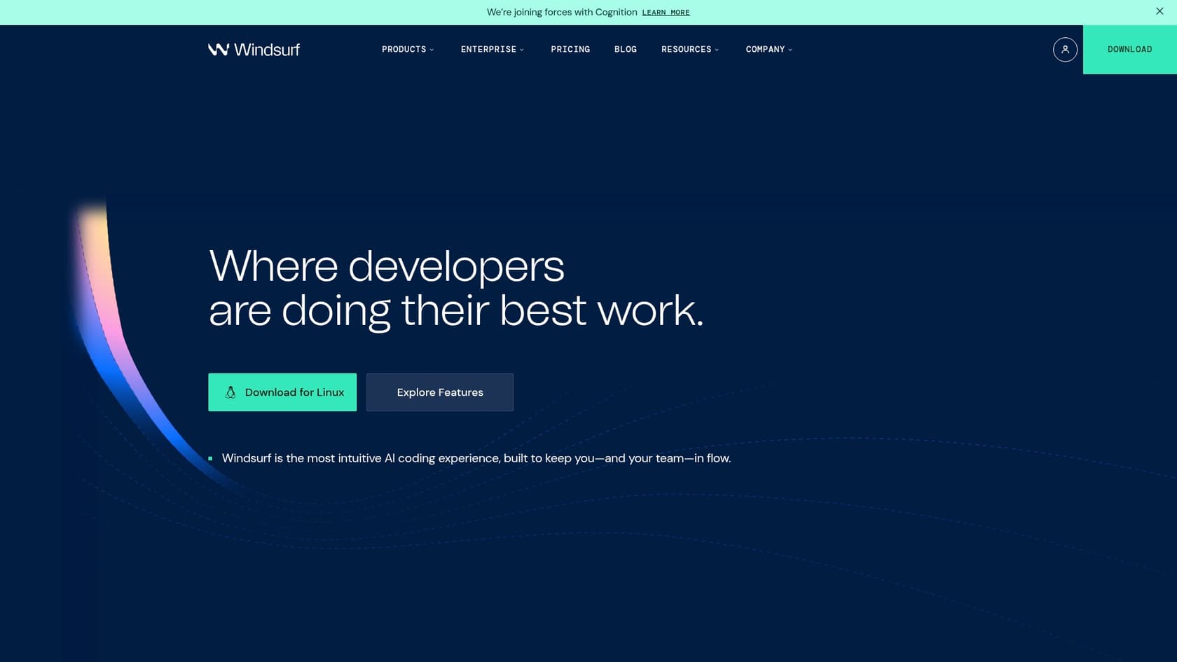 A screenshot of the Codeium landing page, a fast and free AI tool for Salesforce developers.