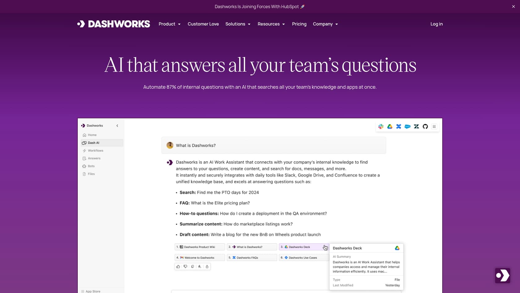 A screenshot of the Dashworks AI homepage, which is relevant to this Dashworks AI review.