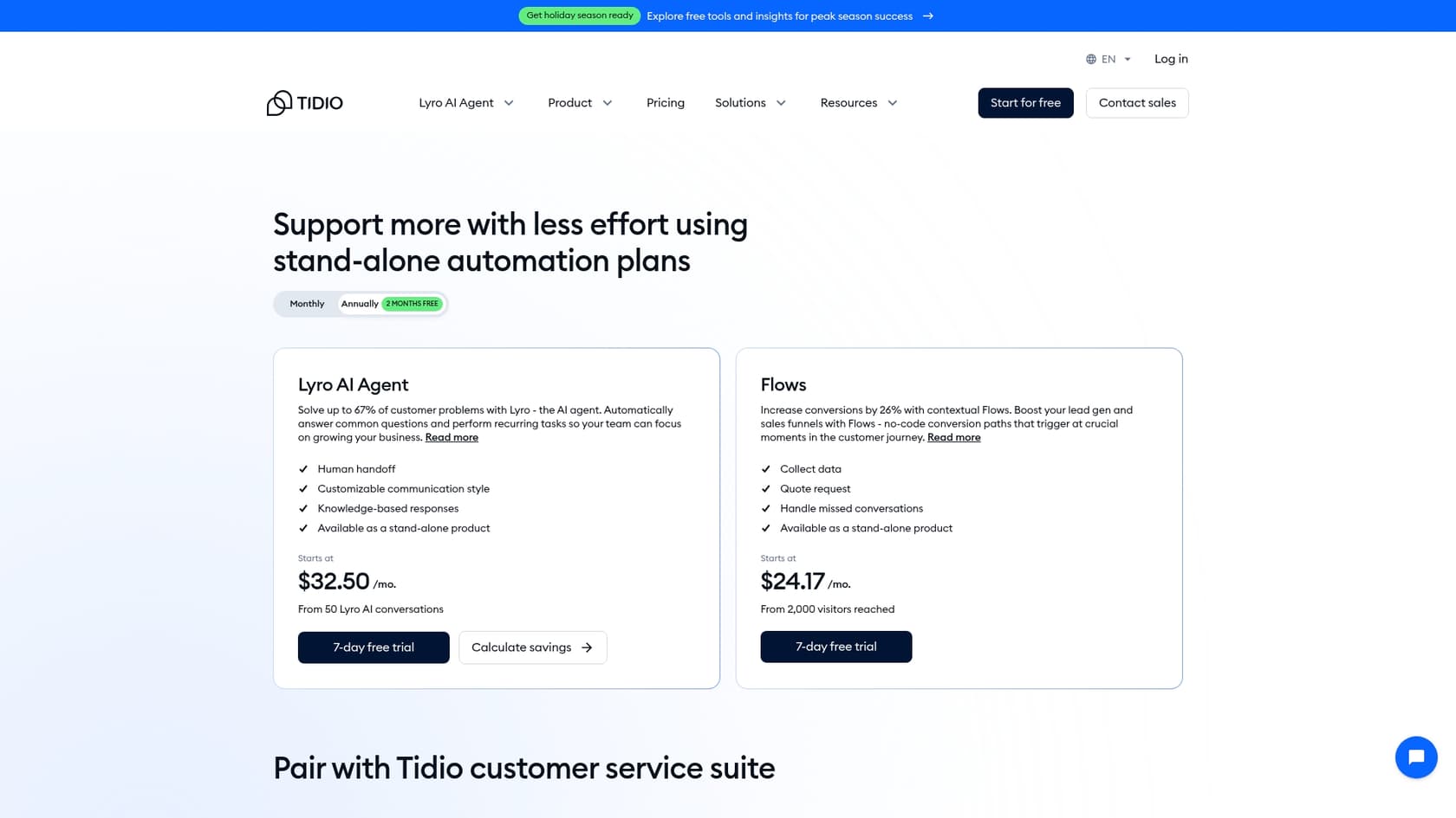 A screenshot of Tidio