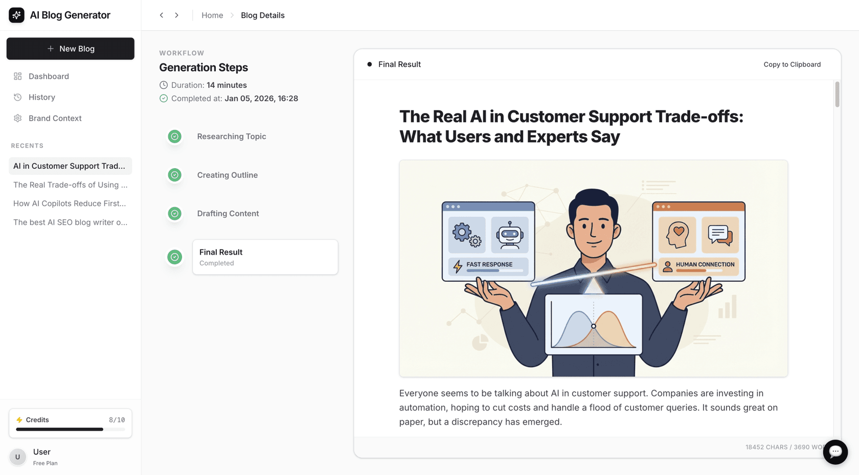 A look at the interface for the eesel AI blog writer, one of the top SEO tools for content generation.