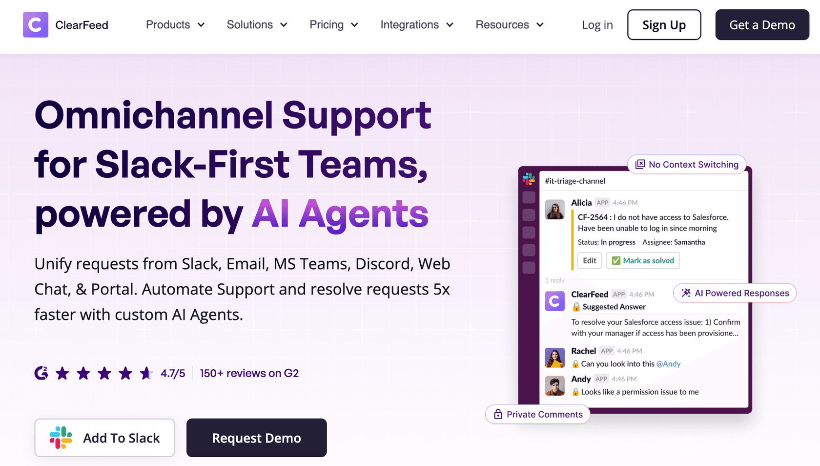 ClearFeed Slack-native helpdesk platform