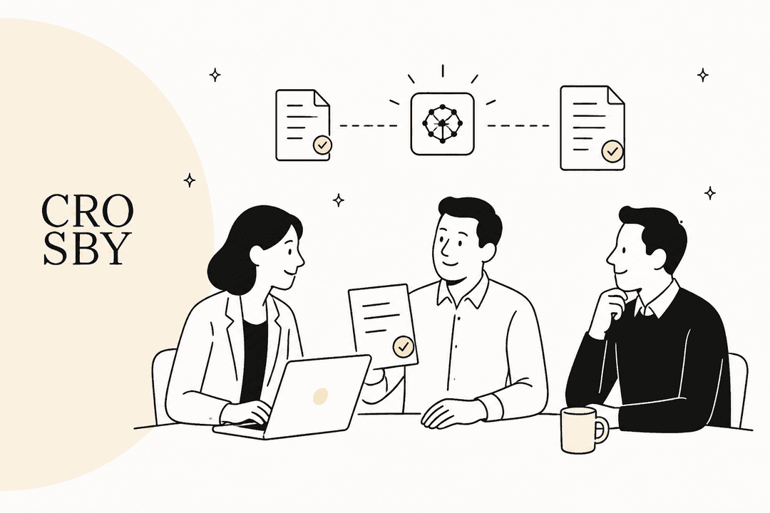 The 5 best Crosby AI alternatives for GTM teams in 2026, with contract documents and a team reviewing them