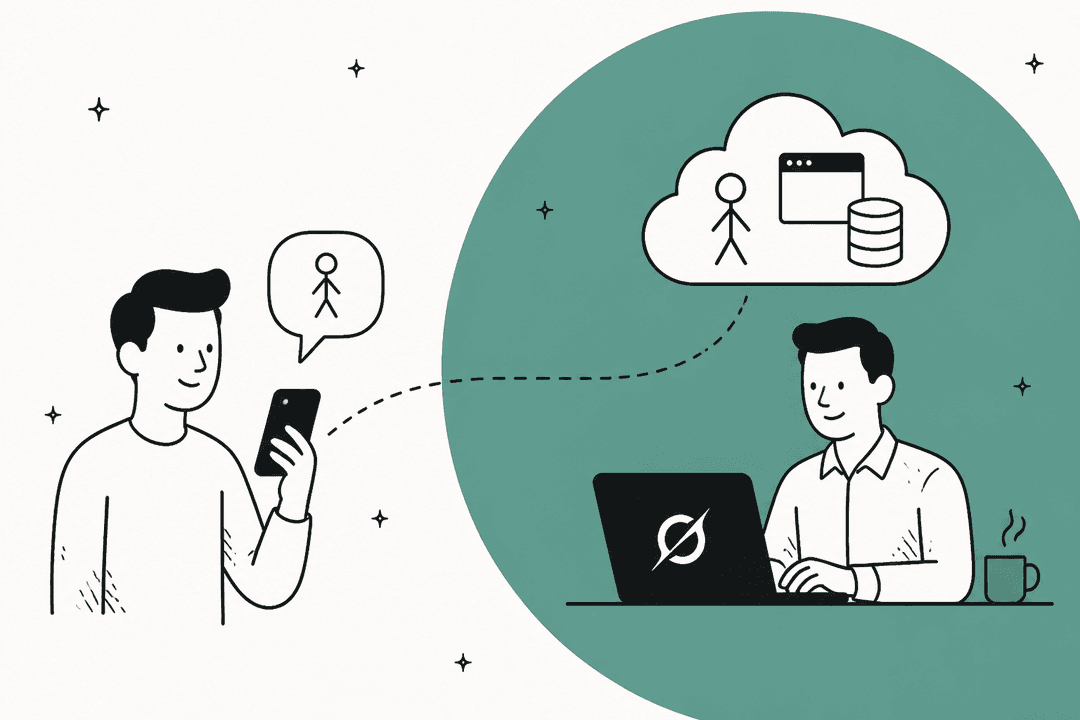 Hand-drawn hero banner comparing Instinct, a personal agent you text from your phone, with Grok Bot, a work agent running on its own cloud computer