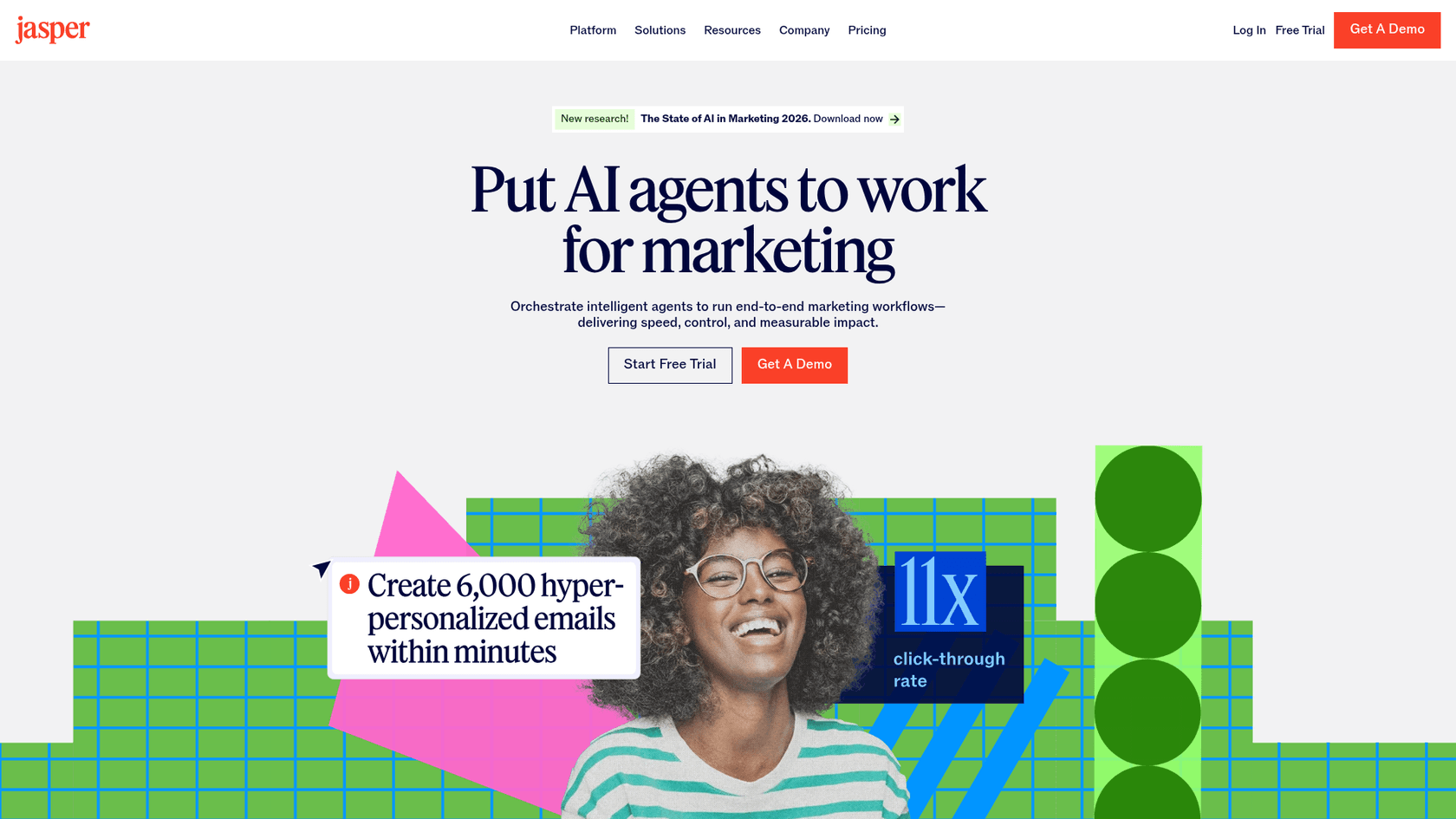 Jasper AI homepage