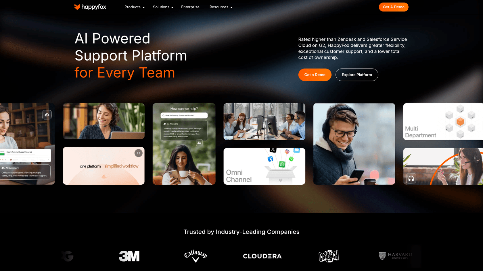 HappyFox helpdesk software homepage