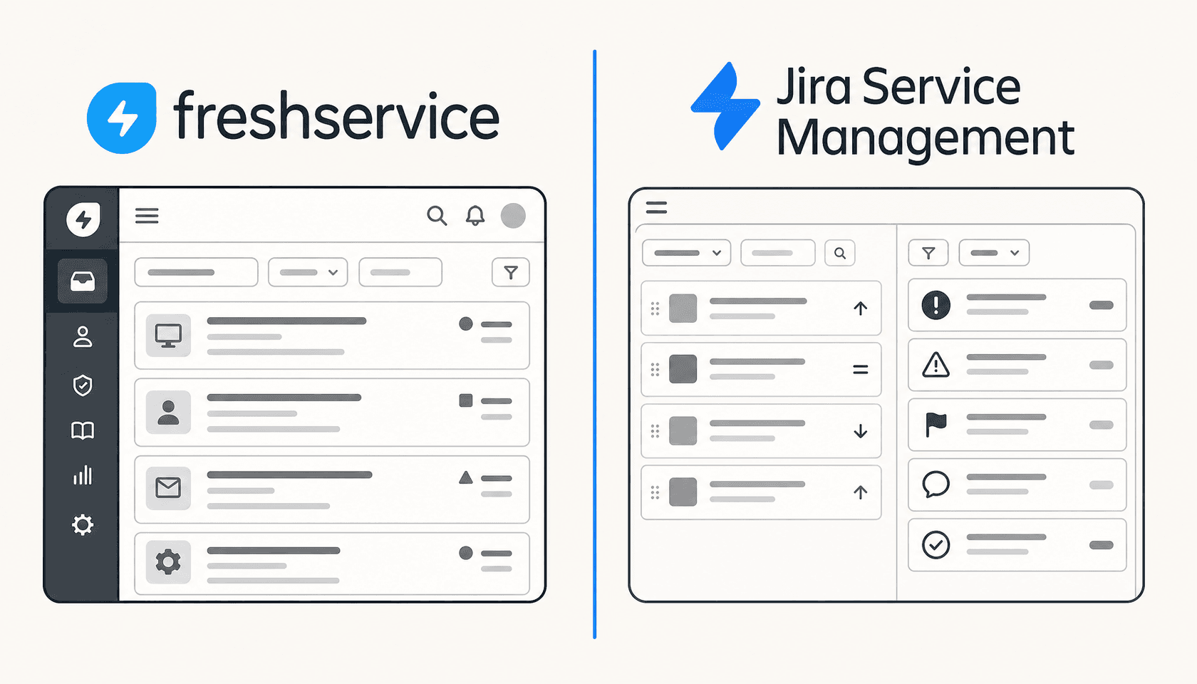 Freshservice vs Jira Service Management comparison banner showing both product wordmarks side by side