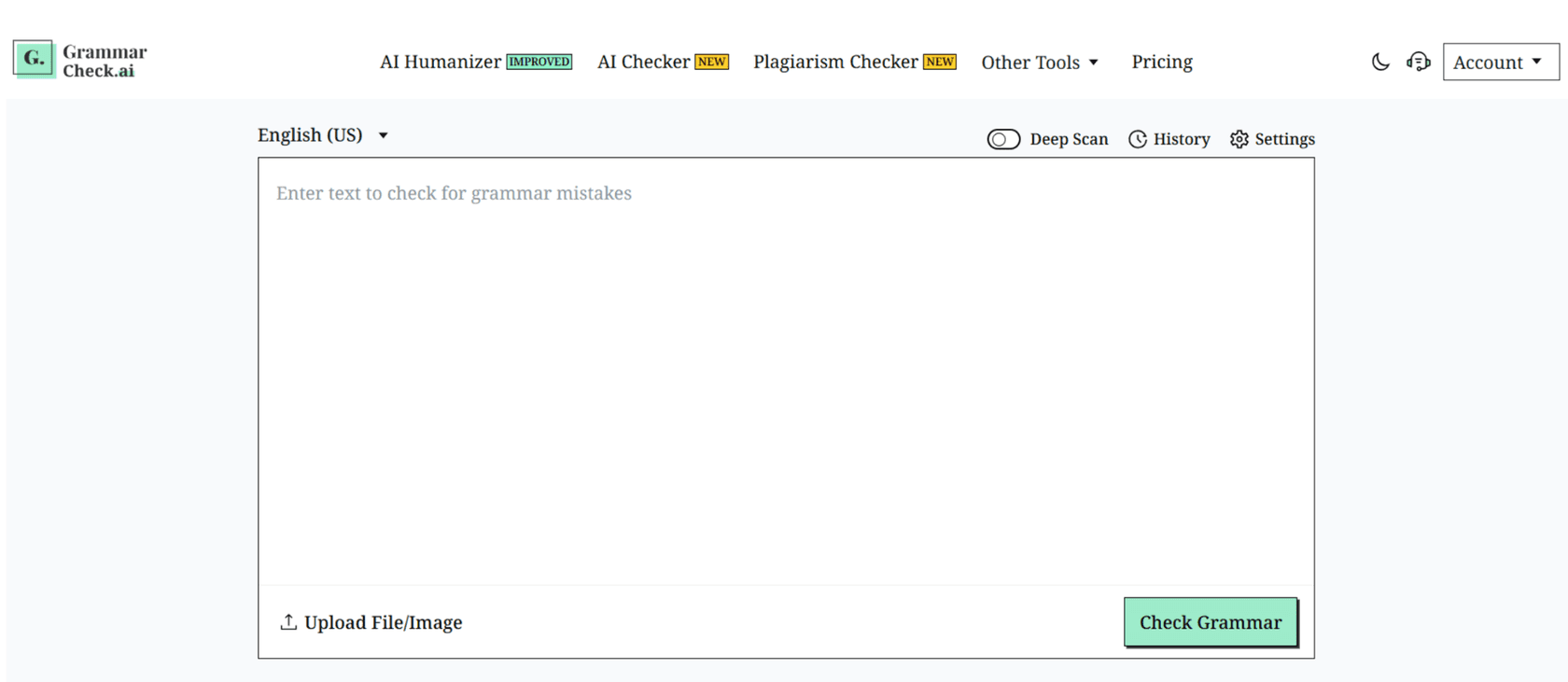 Grammar Check landing page