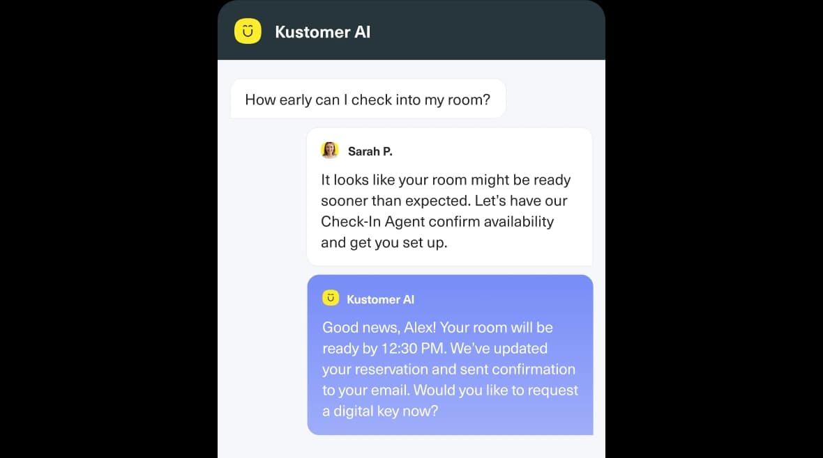 Kustomer AI platform homepage showing customer service platform