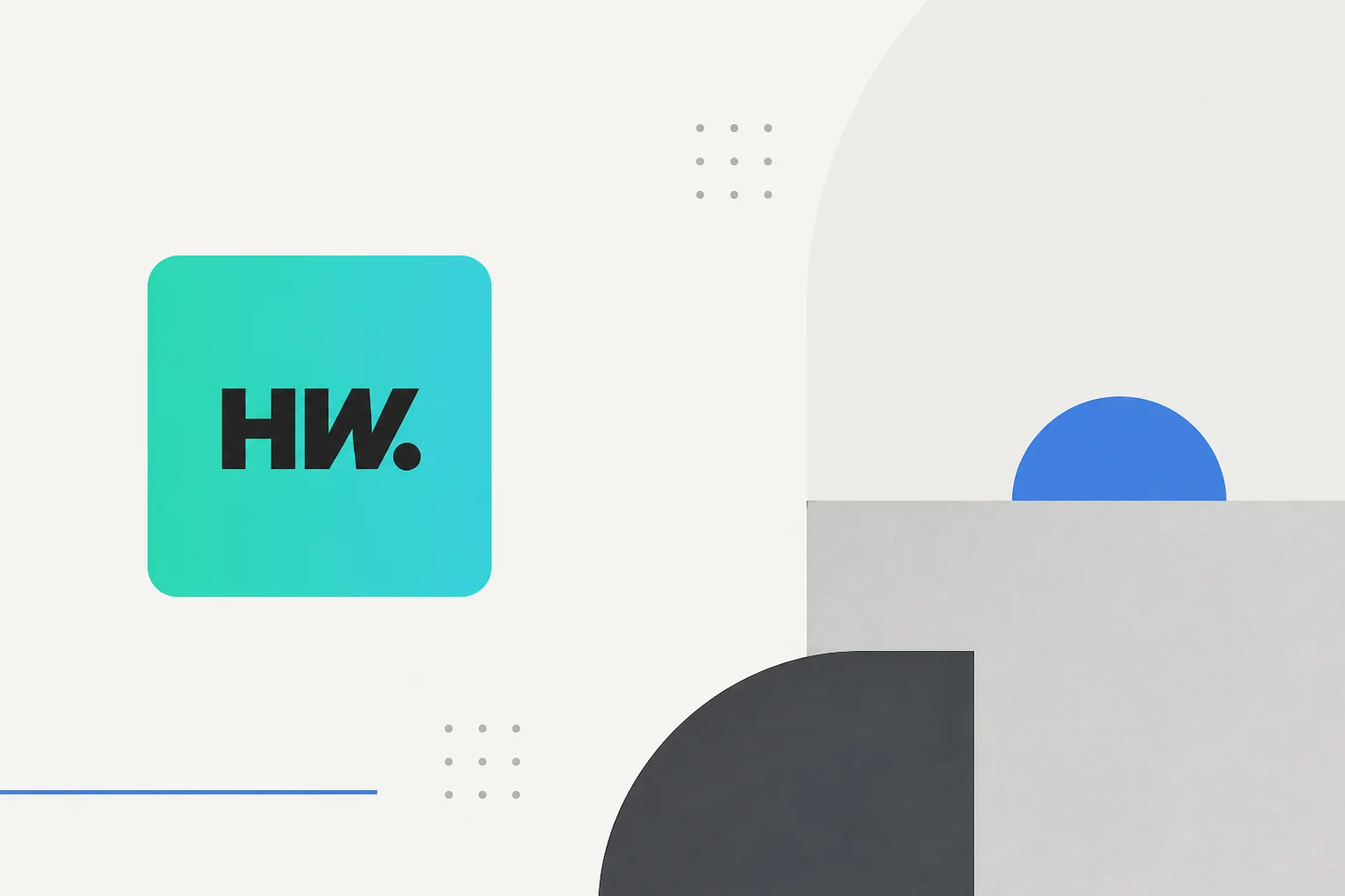 Helpware logo next to abstract shapes representing an outsourcing invoice
