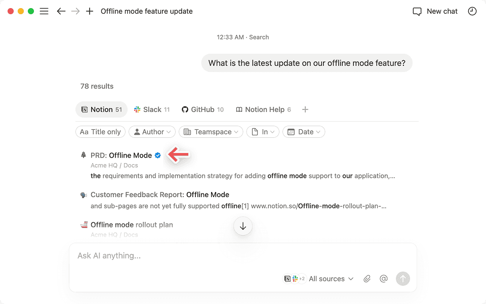 Verified pages marked with a blue checkmark in search results