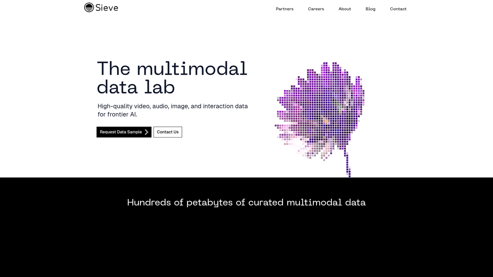 The current sieve.ai homepage, where Sieve calls itself the multimodal data lab, as taken from Sieve