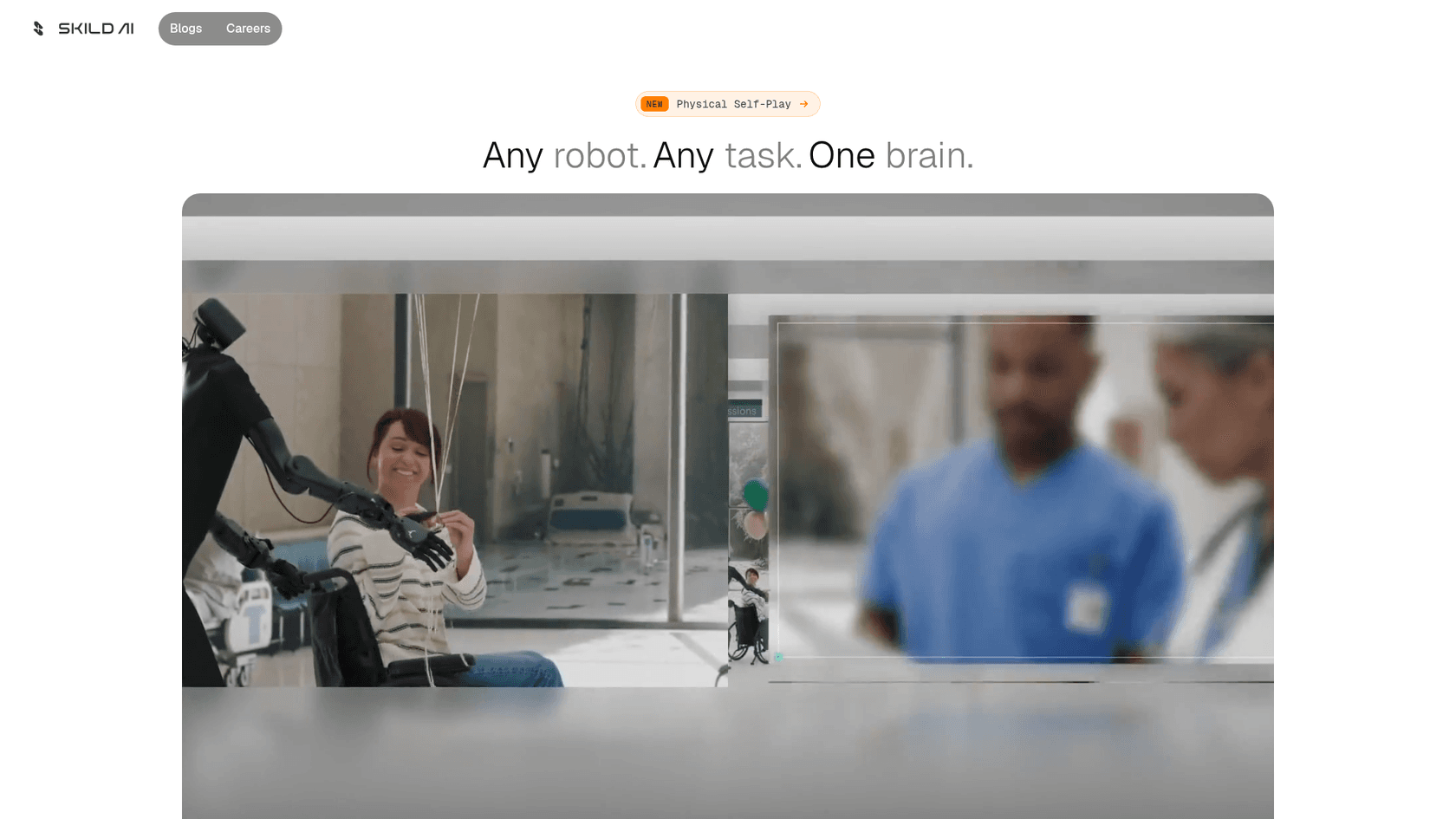Skild AI's homepage headline, "Any robot. Any task. One brain.", as taken from Skild AI