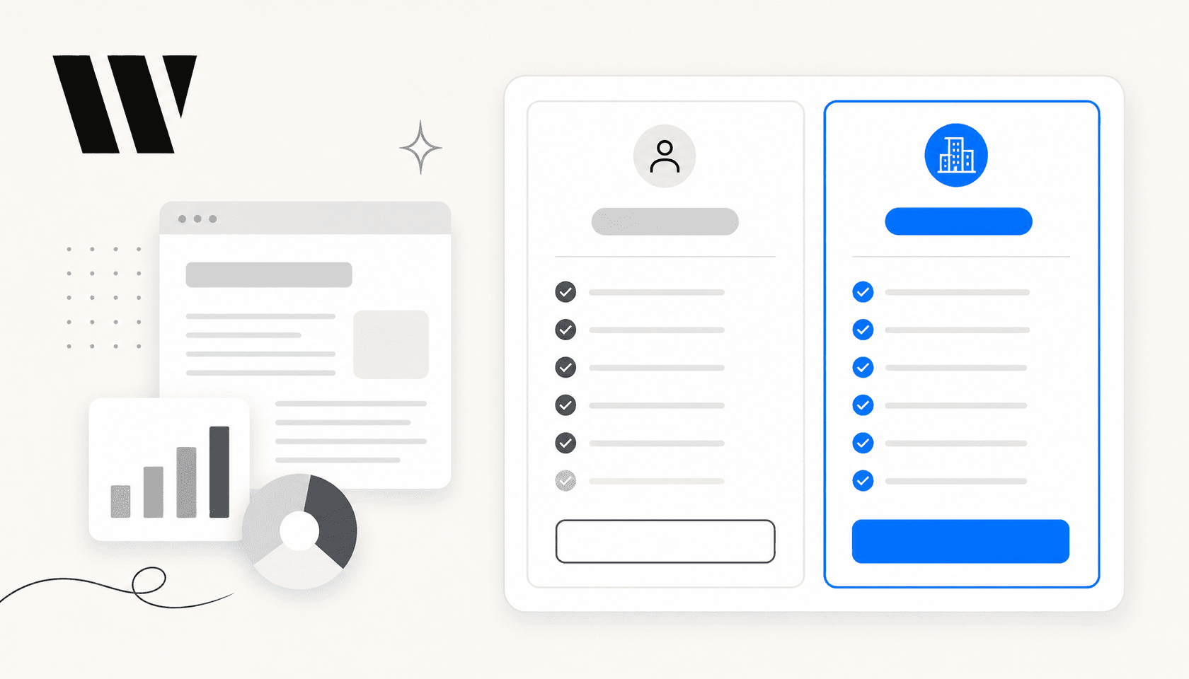 Writer.com pricing plan comparison UI with Starter and Enterprise columns, one highlighted in blue