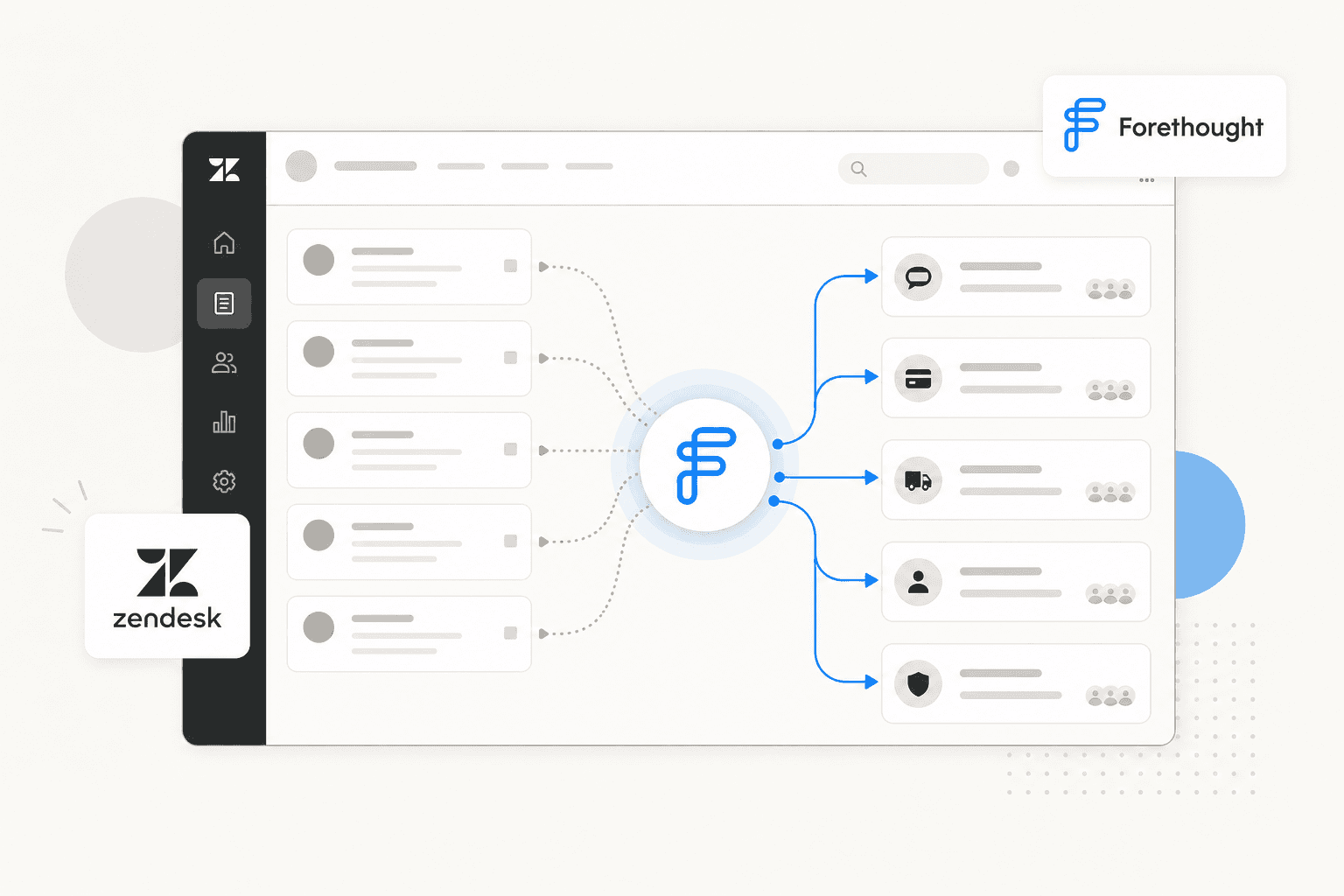 Zendesk Forethought AI triage configuration dashboard illustration