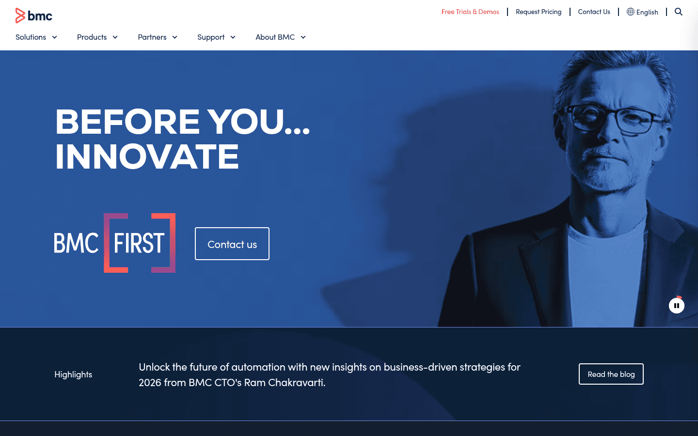 A screenshot of the BMC Helix homepage, a powerful enterprise alternative among ServiceNow competitors.