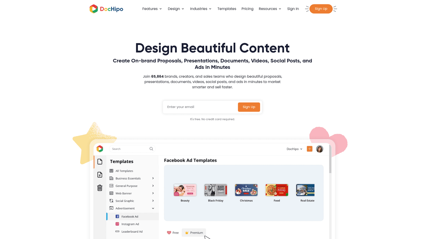 The homepage for DocHipo, a specialized document creation platform and one of the unique Simplified AI alternatives.