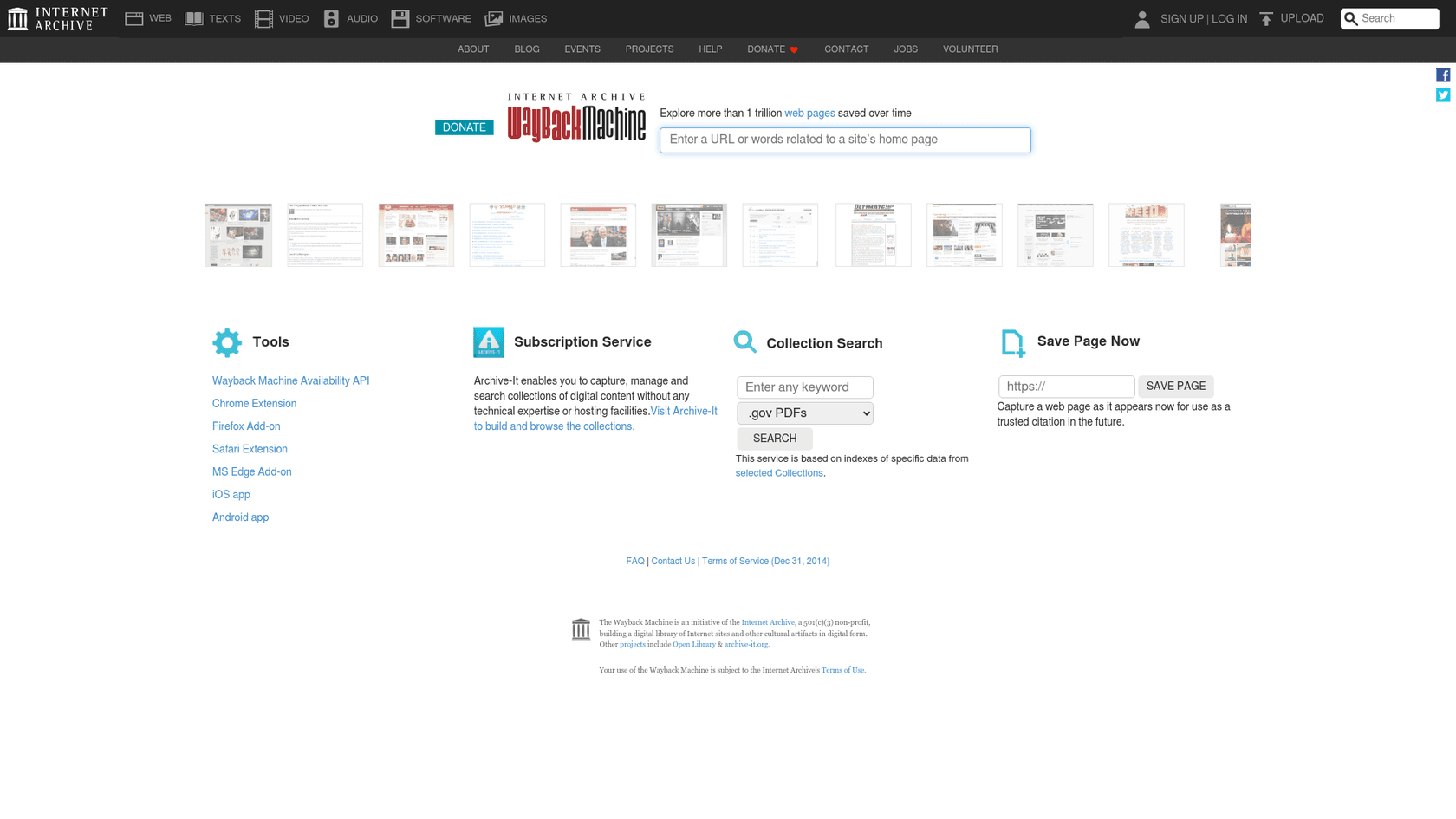 A screenshot of the Internet Archive's Wayback Machine, a digital archive useful for how to fact check AI generated content.
