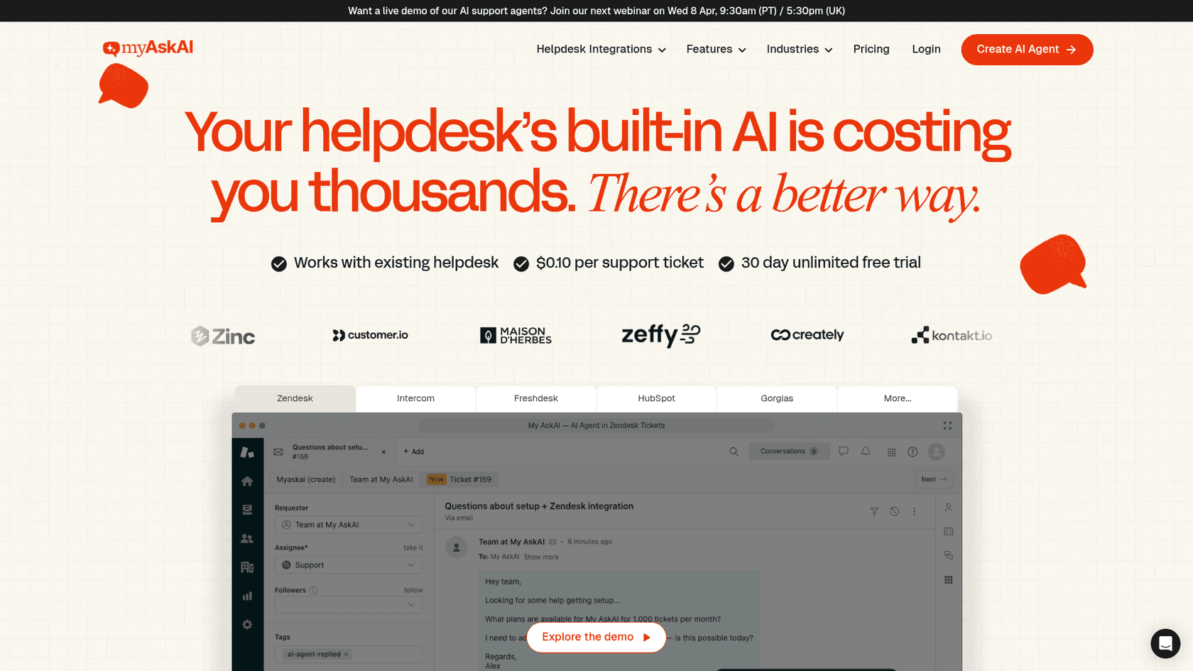 A screenshot of My AskAI landing page.