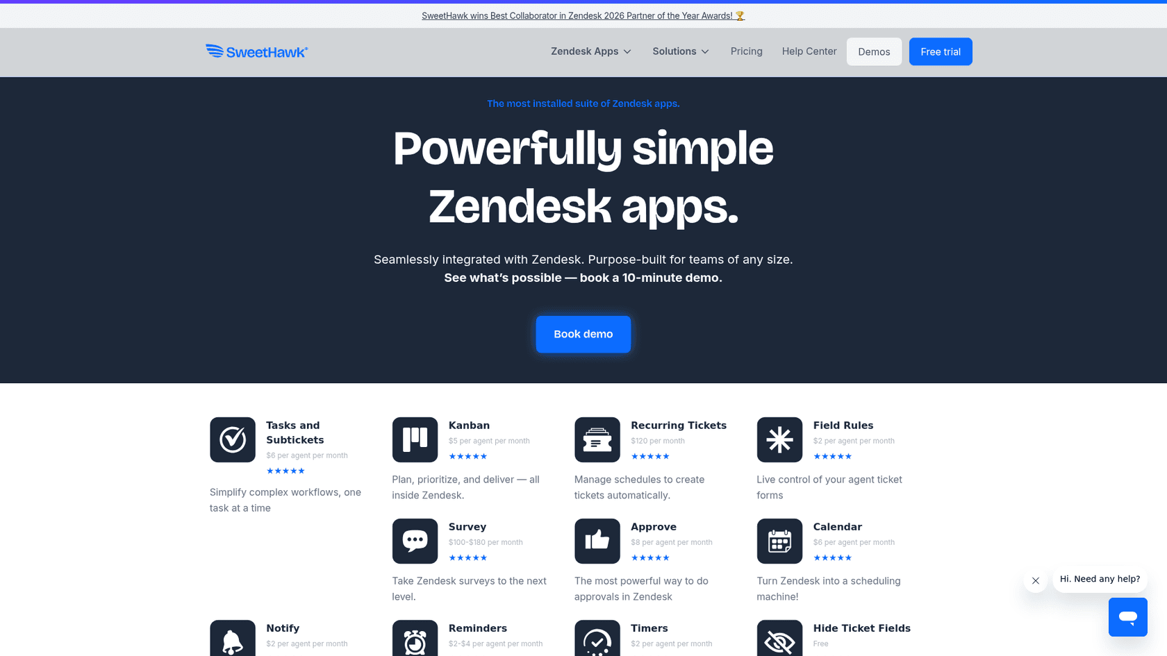 SweetHawk workflow automation apps for Zendesk