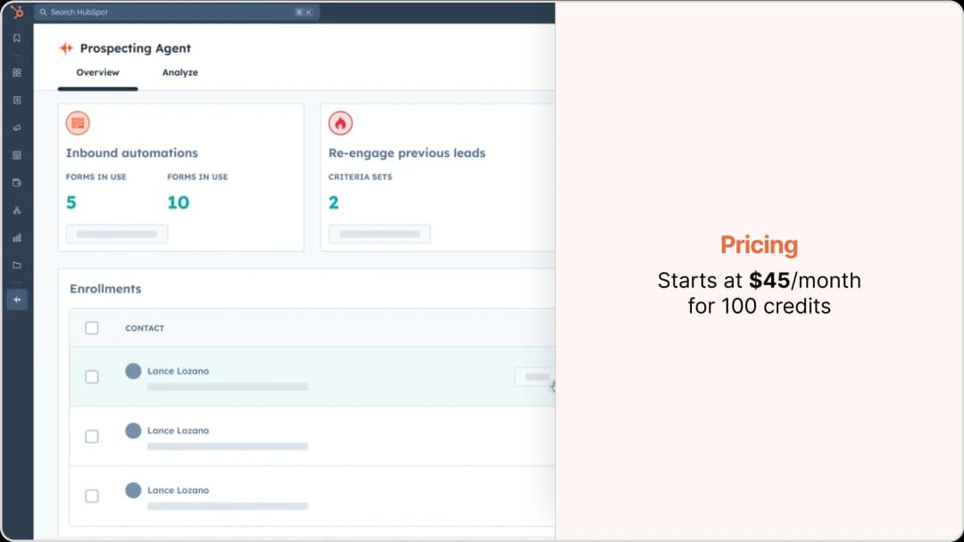 screenshot of hubspot breeze and pricing plans