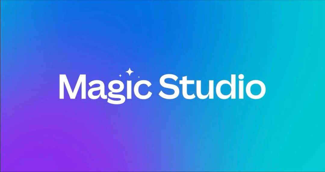 Canva Magic Studio wordmark on a blue, purple, and teal gradient.