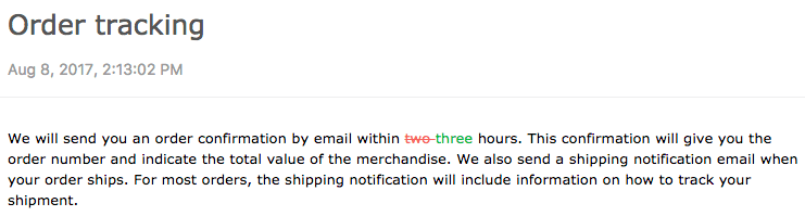 Zendesk Guide revision comparison with red and green highlights