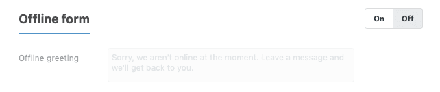 Offline form configuration panel in Zendesk Chat dashboard