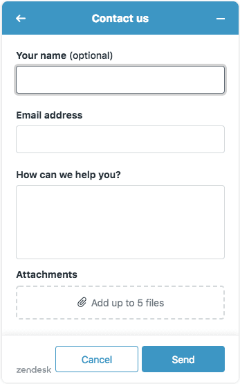 Zendesk Web Widget contact form with customizable fields